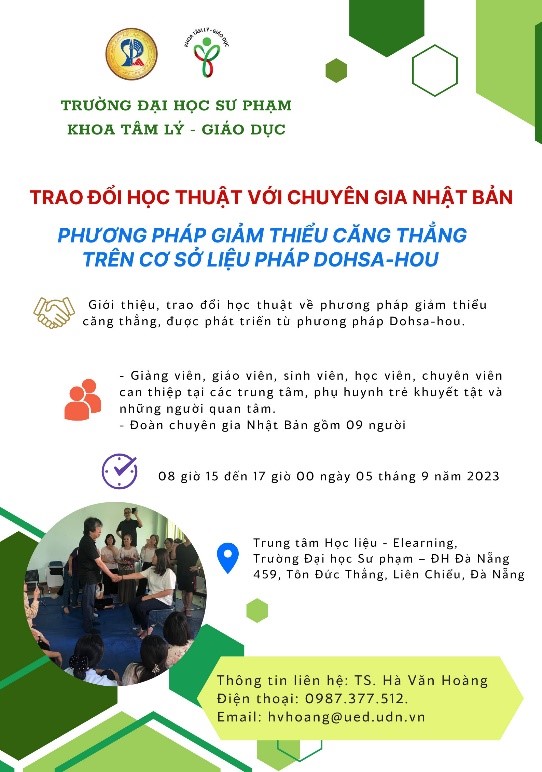 THÔNG BÁO THAM DỰ TRAO ĐỔI HỌC THUẬT, THỰC HÀNH VỀ “PHƯƠNG PHÁP GIẢM THIỂU CĂNG THẲNG TRÊN CƠ SỞ LIỆU PHÁP DOHSA - HOU” CỦA CHUYÊN GIA NHẬT BẢN