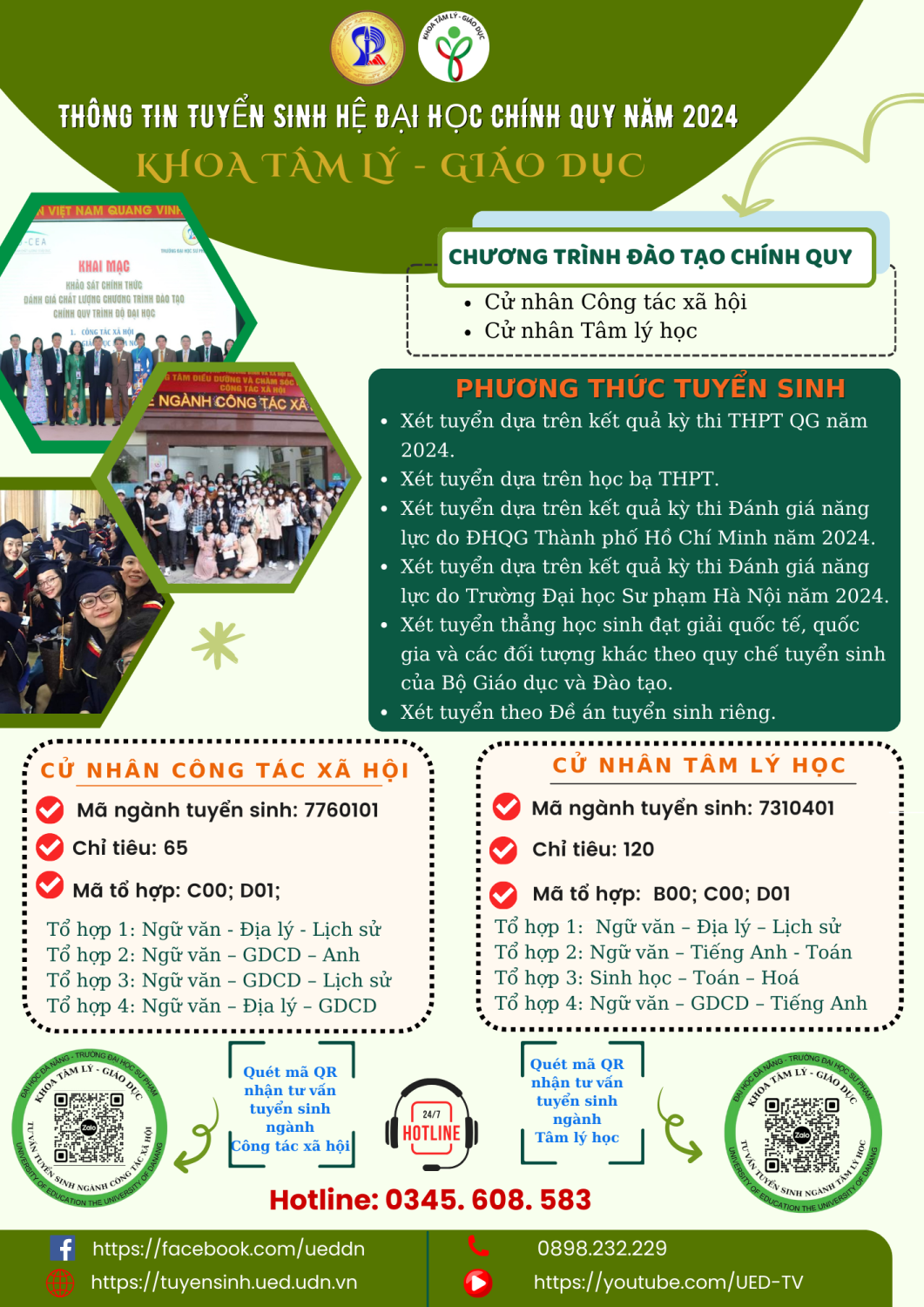 Thông tin tuyển sinh hệ Đại học - Khoa Tâm lý giáo dục